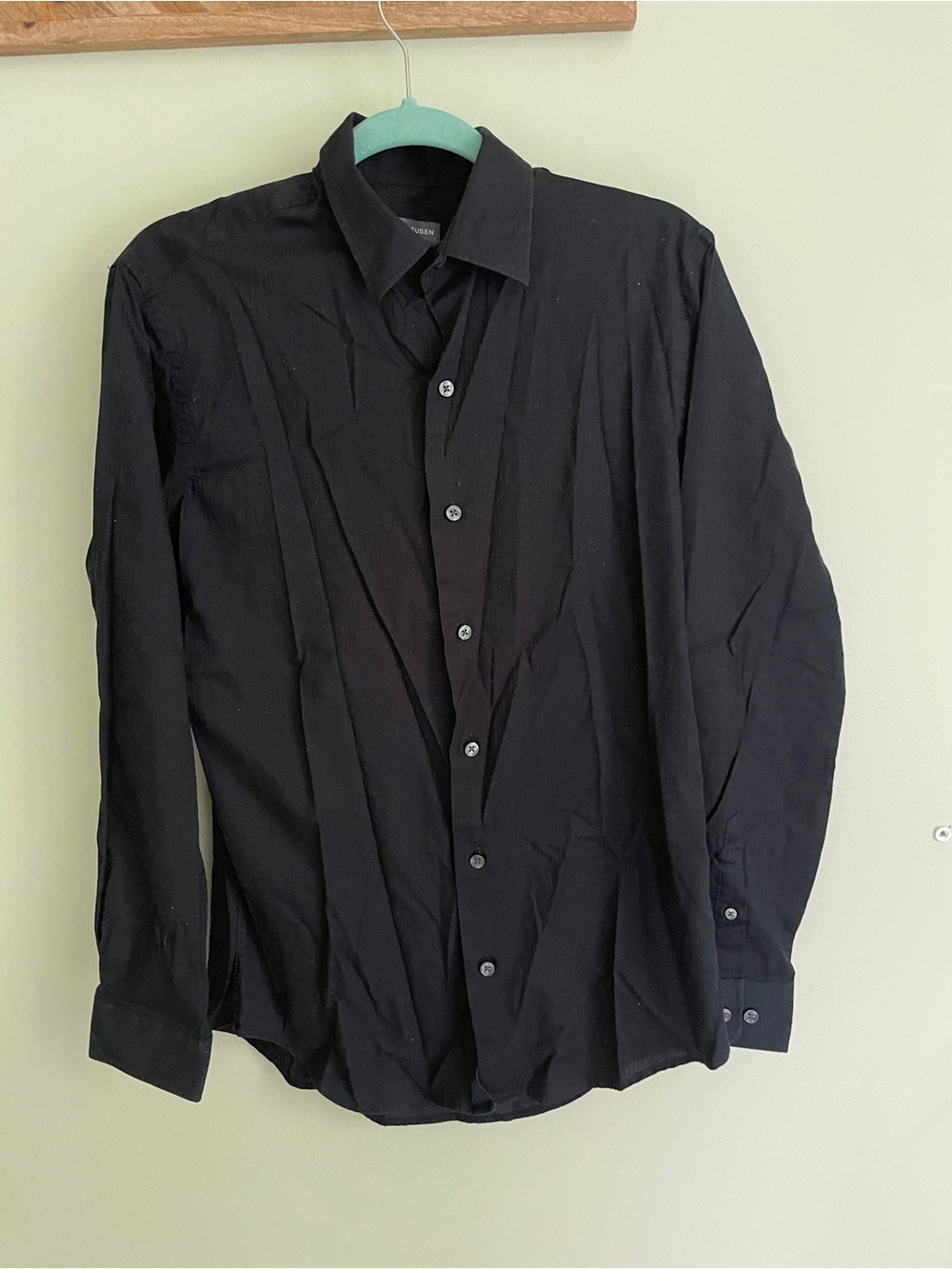 Van Heusen Black Long Sleeve Dress Shirt - Classic Point Collar